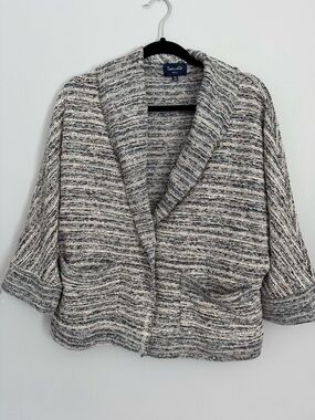 Splendid Speckled Gray Shawl Collar Bouclé Cardigan